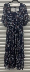 Maxi Vestido Para Mujer Marca Yellow Bell Talla XXL Azul Floral Manga Corta Casa de Campo - Imagen 1 de 4