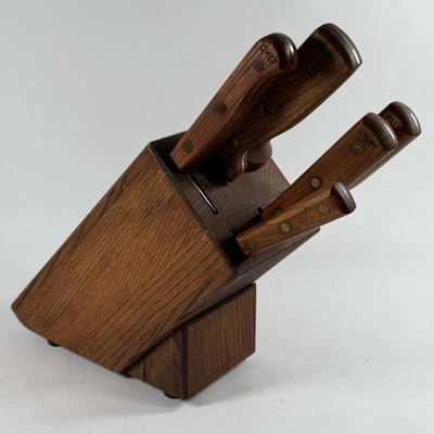 Bloque de cuchillos de 6 piezas vintage de cubiertos Carvel Hall Foto 1 de 4