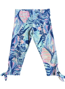 NEW Lilly Pulitzer Girls MAIA LEGGING Twilight Blue Scale Up Pink FISH Small 4/5 - Picture 1 of 9