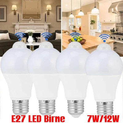 E27 LED Glühbirne Birne mit Bewegungssensor Bewegungsmelder PIR Licht Lampe - Bild 1 von 4