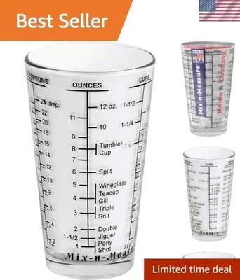 Vaso medidor de peso pesado duradero de 16 oz - Ideal para recetas y cócteles Foto 1 de 4