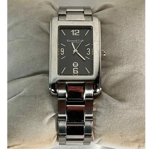 Kenneth Cole New York Mens Silver Tone Rectangular Date Wrist Watch - Picture 1 of 13
