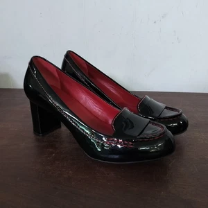 Cole Haan NikeAir Black Patent Leather Pumps Womens 9B Block Heels Loafer - Picture 1 of 7