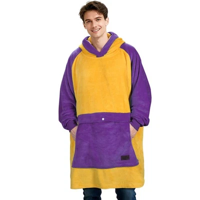 TIRRINIA Men Oversized Long Blanket Hoodie Fleece Pullover Large Front Pocket Adult