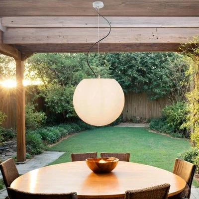 Pendelleuchte außen Rund Kugel E27 Glas Terrasse Weiß Ø 45 cm Garten Modern - Bild 1 von 4