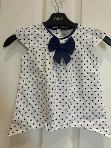 White And Blue Bow T-Shirt Tee Top Age 1 1/2 -2 Years TU - Picture 1 of 4