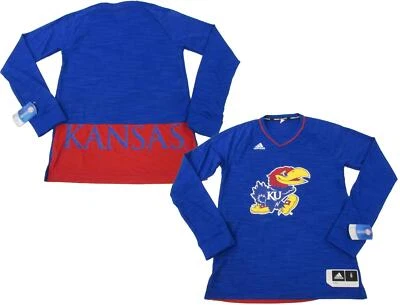 New KU Kansas Jayhawks Mens Sizes M-L-XL-2XL Blue Adidas Long Sleeve Shirt $65 - Image 1 of 4