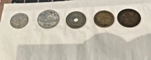 Mixed French coins pre-euro 1902 5 C, 1921, 1924 25C, 2 - 1943 1 Fr & 2 Fr - Picture 1 of 11