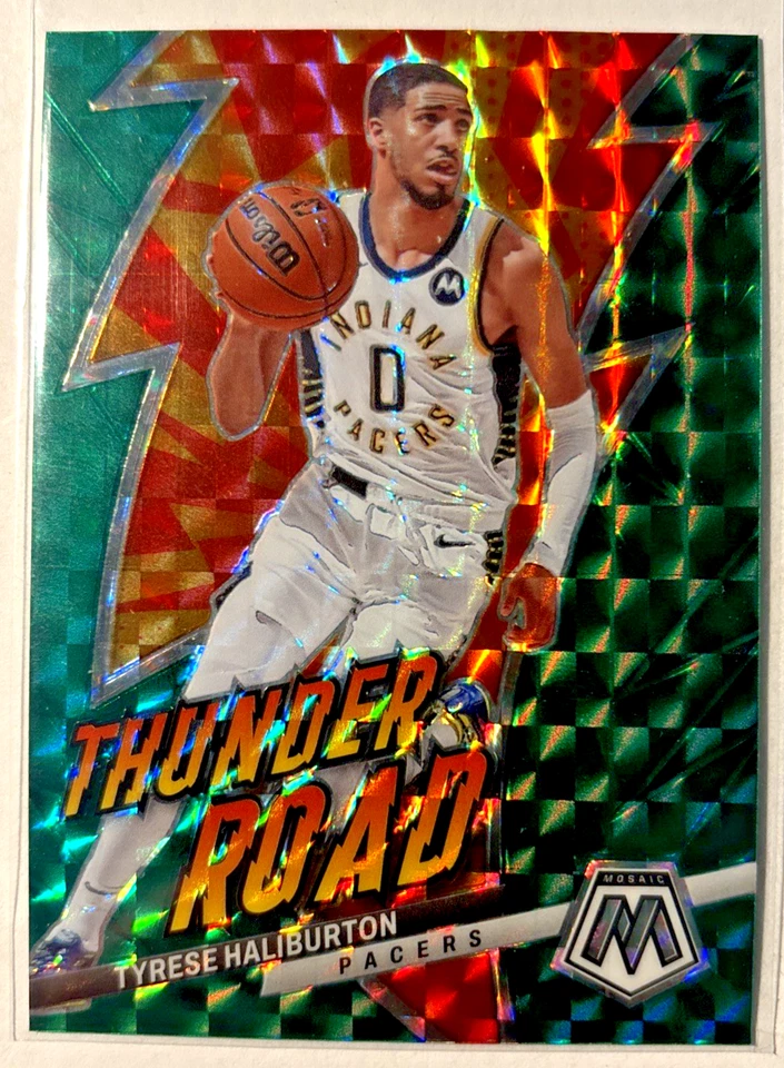 2022-23 Panini Mosaic - Thunder Road Tyrese Haliburton #3 Green Mosaic Prizm - Image 1 of 1
