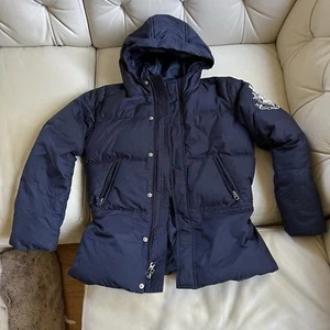 Polo Ralph Lauren Quilted Puffer Down Jacket Navy with Hood Girl's Size 12/14 - Picture 1 of 14