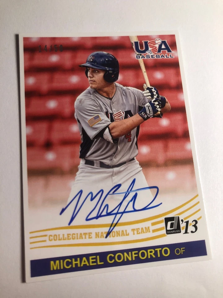 2013 Panini USA Baseball Collegiate National Auto Michael Conforto Mets 7 14/50 - Image 1 of 1