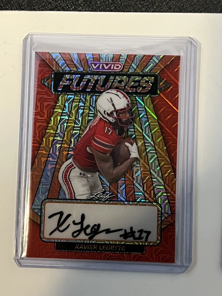 2023 Leaf Vivid Panthers Xavier Legette RC Auto Red Mojo Rookie Autograph #d 2/8 - Image 1 of 3