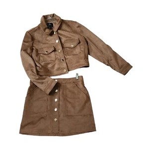 House of Harlow 60 Faux Suede Cropped Jacket And Mini Skirt M/L Womens - Picture 1 of 12