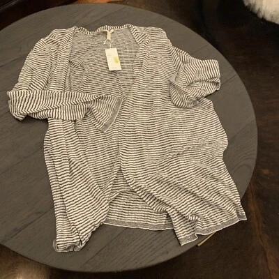 NWT Eileen Fisher Fine Organic Linen Crepe Knit Simple Cardigan Size 2X $248 - Image 1 of 4