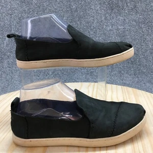 Toms Shoes Womens 7 Casual Comfort Slip On Loafer Flats 10011730 Black Leather - Picture 1 of 17