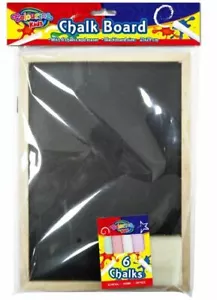 CHALKBOARD A4 WITH 6 X CHALK AND DUSTER MINI BLACKBOARD OFFICE BOARD KIDS | HYT - Foto 1 di 3