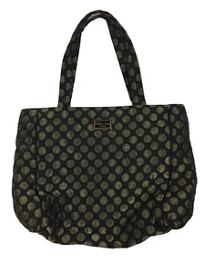 Felix Rey Handtasche Tasche schwarz Stoff metallic grün gepunktet mit Schleife    - Bild 1 von 15