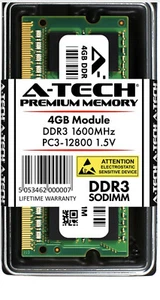 A-Tech 4GB PC3-12800 Laptop SODIMM DDR3 1600 MHz 204-Pin Notebook Memory RAM 4G - Picture 1 of 4