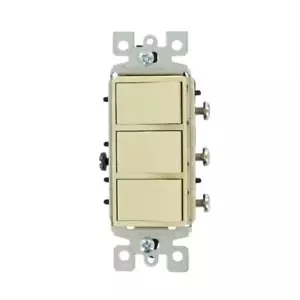 Leviton 15 Amp Grado Commerciale Combinazione Tre Interruttori a bilanciere unipolari - Foto 1 di 1