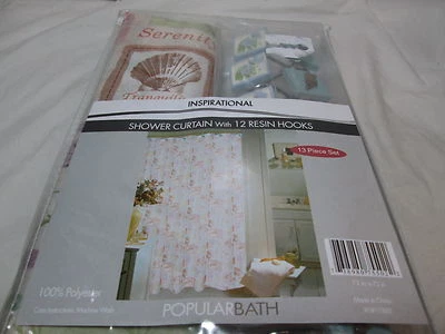 Nuevo Popular Baño Inspiración 13 piezas Juego Cortina de Ducha y Ganchos de Ducha - Serenidad Foto 1 de 4