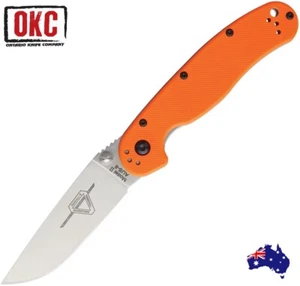 ONTARIO RAT II 2 LINERLOCK POCKET FOLDING KNIFE AUS-8 STEEL BLADE! ORANGE HANDLE - Imagen 1 de 3