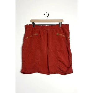 XCVI Minigonna Ruched Elastica Vita Tencel Arancione Rosso Taglia XL Nuova con etichette - Foto 1 di 6