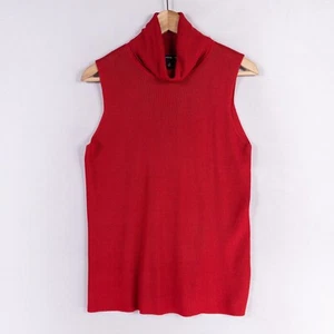 Suéter Linda Allard Ellen Tracy Mujer Grande Rojo 100% Seda Cuello Alto Pullover - Imagen 1 de 8