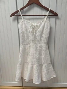 NEW Revolve SUPERDOWN Crochet Keyhole Mini Dress White Size XXS Club Sexy Cute - Picture 1 of 7