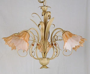 Lampadario classico fatto su misura in ferro forgiato avorio antico art.574 - Picture 1 of 4