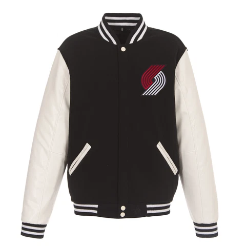 NBA Portland Trail Blazers Reversible Fleece Jacket PVC Sleeves 2 Patches Logo Cover