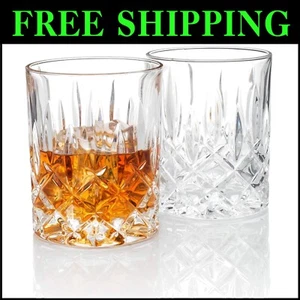 Lead-Free Crystal Whiskey Glasses Gift Set - Timeless Old Fashioned Design - Picture 1 of 4