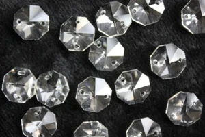 50PCS 20mm 2-Hole DIY Clear Crystal Glass Octagon Beads Chandelier Lamp Part - Picture 1 of 4