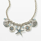 Touchstone Crystal Swarovski Under the Sea Charm Aquamarine Necklace Gorgeous!💎