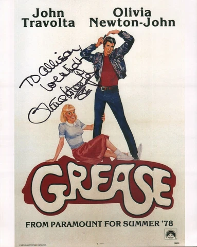 OLIVIA NEWTON JOHN autograph. Signed 8x10 photo as Sandy from GREASE Cover