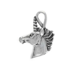 Sterling Silver, Unicorn Head Charm, 10mm x 12mm Charm, Antiqued,925 - Picture 1 of 2