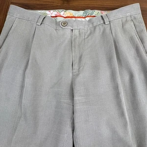 Pantalones de vestir plisados Tommy Bahama para hombre gris mezcla de seda 35x34 forrados florales - Imagen 1 de 16