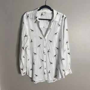 Jane and Delancey Größe Medium Giraffe Knopf Bluse Top weiß - Bild 1 von 6
