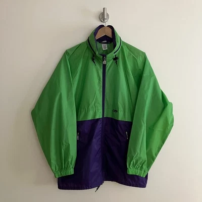 Chaqueta cortavientos K-Way adulto XL verde y púrpura vintage embalable Francia Foto 1 de 4