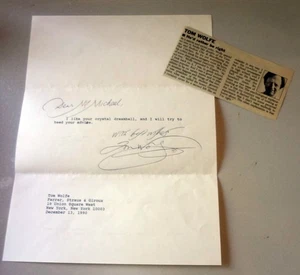 2 Tom Wolfe signierte Briefe 1990 & 1991 einzigartige Themenumschläge inklusive Autogramm - Bild 1 von 6
