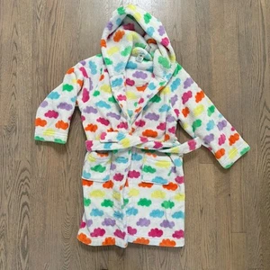 Tucker + Tate Plush Fleece Robe Clouds Rainbow Pride Hooded Belted Girls S 6/6x - Picture 1 of 3