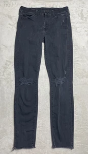 Mother Jeans Women's Size 27 Looker Ankle Fray Guilty As Sin Black Denim - Picture 1 of 11
