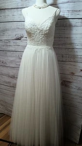 Stella York Wedding Gown White Sz 12 Fits Like 6ish Tulle Skirt - Picture 1 of 14