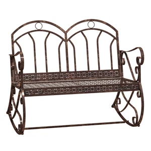 Elegant Metal Rocking Chair Swing Loveseat for Outdoor Relaxation - Picture 1 of 9
