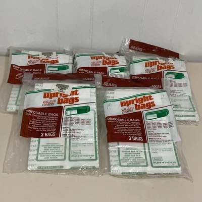 Sears Kenmore Upright Vacuum Cleaner Bags 2050341 5 Packs 15 Bags New - Image 1 of 4