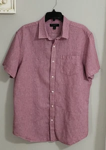 Banana Republic 55% Leinen 45 Baumwolle Herren Button Down Kurzarm Hemd XL Rot - Bild 1 von 16