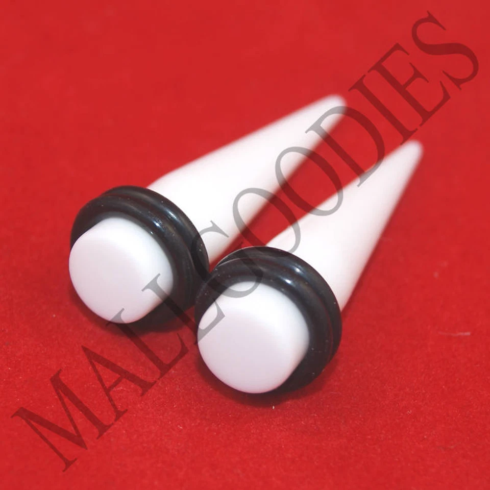 0592 extensores cônicos brancos acrílicos calibre 0G 0 8mm MallGoodies 2 peças - Imagem 1 de 1