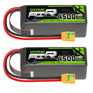 2X OVONIC 22.2V 100C 6S 4500mAh Lipo Battery XT90S For FPV Cinelifters Jet EDF - Picture 1 of 6