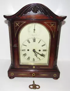 Antiguo reloj inglés con soporte de doble fusible con incrustaciones de latón, golpe de tiempo/campana - Imagen 1 de 20