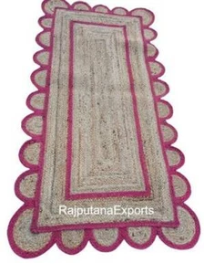 Alfombra Yute Festoneada Trenzada Área Natural Vieira Mano Beige Corredor Salón Alfombra - Imagen 1 de 15