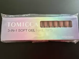 Tomicca 3 in 1 soft gel Nail Tips Medium Coffin Nude 180 pieces 15 sizes Press - Picture 1 of 4